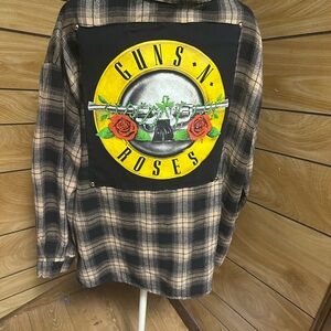 Guns N' Roses Black & Tan Plaid Patch Back Shirt